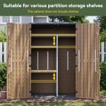 Aoxun Outdoor Storage Shed with Floor, 64 Cu.Ft Large Outdoor Storage Cabinet, Waterproof Vertical Resin Shed for Garden Tools, Pool Equipment, Brown