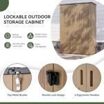 Aoxun Outdoor Storage Shed with Floor, 64 Cu.Ft Large Outdoor Storage Cabinet, Waterproof Vertical Resin Shed for Garden Tools, Pool Equipment, Brown