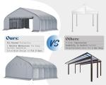 AMERLIFE 22.5 x 20 FT Enclosed Carport, Heavy Duty Garage with Waterproof Cover, UV Protection & Wind Resistant, Portable Carport for 2 Car, Boat Shelter & Farm Outdoor Storage, Silver
