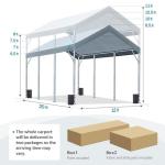 ADVANCE OUTDOOR 12x20 ft Canopy Garage Heavy Duty Carport Car Boat Shelter Party Tent, Adjustable Peak Height from 9.5ft to 11ft, Gray