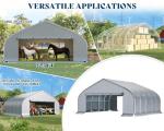 AMERLIFE 22.5 x 20 FT Enclosed Carport, Heavy Duty Garage with Waterproof Cover, UV Protection & Wind Resistant, Portable Carport for 2 Car, Boat Shelter & Farm Outdoor Storage, Silver