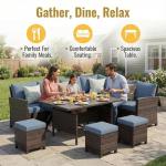 7 Piece Wicker Patio Furniture Set with Ottoman