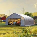 AMERLIFE 22.5 x 20 FT Enclosed Carport, Heavy Duty Garage with Waterproof Cover, UV Protection & Wind Resistant, Portable Carport for 2 Car, Boat Shelter & Farm Outdoor Storage, Silver