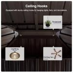 PURPLE LEAF 10' X 14' Permanent Hardtop Gazebo for Patio with Netting and Curtains Deck Backyard Heavy Duty Sunshade Metal Roof All Weather Outdoor Pavilion Canopy