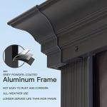 PURPLE LEAF 10' X 14' Permanent Hardtop Gazebo Aluminum Gazebo with Galvanized Steel Double Roof for Patio Lawn and Garden, Curtains and Netting Included, Grey