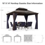PURPLE LEAF 10' X 14' Permanent Hardtop Gazebo for Patio with Netting and Curtains Deck Backyard Heavy Duty Sunshade Metal Roof All Weather Outdoor Pavilion Canopy