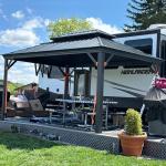 PURPLE LEAF 10' X 14' Gazebo with Galvanized Steel Hardtop Roof Patio Gazebo for Outdoor Lawn and Garden Permanent Pavilion Grey（Only Frame）