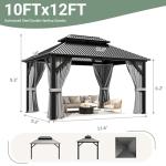 AirWire 10'x12' Gazebo Hardtop Gazebo, Aluminum Frame Pergola with Double Galvanized Steel Roof, Permanent Outdoor Metal Canopy with Curtain & Netting for Patio, Backyard, Deck, Dark Grey