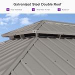 PURPLE LEAF 10' x 14' Outdoor Hardtop Gazebo, Champagne Aluminum Frame with Galvanized Steel Double Roof, Curtains and Netting for Patio Lawn and Garden