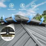 Domi 10x14FT Hardtop Gazebos, Aluminum Metal Gazebo with Galvanized Steel Double Roof Canopy, Curtain and Netting, Permanent Gazebo Pavilion for Patio, Backyard, Deck and Lawn, Grey