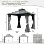Domi 10' x 10' Hardtop Gazebo Outdoor Metal Gazebo with Galvanized Steel Double Roof Canopy, Curtains and Netting for Patio, Backyard, Deck, Lawn, Grey