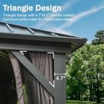 Domi 10x14FT Hardtop Gazebos, Aluminum Metal Gazebo with Galvanized Steel Double Roof Canopy, Curtain and Netting, Permanent Gazebo Pavilion for Patio, Backyard, Deck and Lawn, Grey