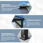 BETISEF 10'x12' Gazebo Hardtop Gazebo, Aluminum Pergola with Double Galvanized Steel Roof, Permanent Outdoor Metal Canopy with Curtain and Netting for Patio, Backyard, Deck,Grey