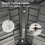 Domi 10x14FT Hardtop Gazebos, Aluminum Metal Gazebo with Galvanized Steel Double Roof Canopy, Curtain and Netting, Permanent Gazebo Pavilion for Patio, Backyard, Deck and Lawn, Grey