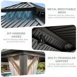 AirWire 10'x12' Gazebo Hardtop Gazebo, Aluminum Frame Pergola with Double Galvanized Steel Roof, Permanent Outdoor Metal Canopy with Curtain & Netting for Patio, Backyard, Deck, Dark Grey