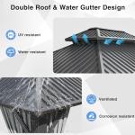 AirWire 10'x12' Gazebo Hardtop Gazebo, Aluminum Frame Pergola with Double Galvanized Steel Roof, Permanent Outdoor Metal Canopy with Curtain & Netting for Patio, Backyard, Deck, Dark Grey