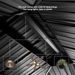 PURPLE LEAF 10' X 14' Gazebo with Galvanized Steel Hardtop Roof Patio Gazebo for Outdoor Lawn and Garden Permanent Pavilion Grey（Only Frame）