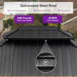 PURPLE LEAF 10' X 12' Outdoor Hardtop Gazebo for Patio Galvanized Steel Double Roof Permanent Canopy Teak Finish Coated Aluminum Frame Pavilion Gazebo with Netting and Curtains