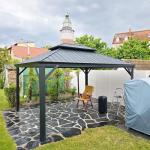 PURPLE LEAF 10' X 14' Gazebo with Galvanized Steel Hardtop Roof Patio Gazebo for Outdoor Lawn and Garden Permanent Pavilion Grey（Only Frame）