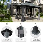 Domi 10' x 10' Hardtop Gazebo Outdoor Metal Gazebo with Galvanized Steel Double Roof Canopy, Curtains and Netting for Patio, Backyard, Deck, Lawn, Grey