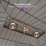 PURPLE LEAF 10' x 14' Outdoor Hardtop Gazebo with 7 Pieces Outdoor Dining Set, Champagne Aluminum Gazebo with Galvanized Steel Double Roof, Curtains and Netting for Patio Lawn and Garden