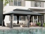 Domi 14' X 20' Hardtop Gazebo Outdoor Metal Gazebo Canopy with Galvanized Steel Double Roof, Aluminum Frame, Curtains and Netting for Patio, Deck, Garden, Grey