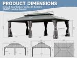 Domi 14' X 20' Hardtop Gazebo Outdoor Metal Gazebo Canopy with Galvanized Steel Double Roof, Aluminum Frame, Curtains and Netting for Patio, Deck, Garden, Grey