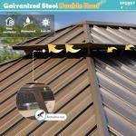 EROMMY 10' x 12' Hardtop Gazebo, Aluminum Frame Gazebos with Galvanized Steel Double Roof, Permanent Outdoor Metal Pavilion with Curtain and Netting for Patio, Lawn, Deck