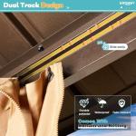 EROMMY 10' x 12' Hardtop Gazebo, Aluminum Frame Gazebos with Galvanized Steel Double Roof, Permanent Outdoor Metal Pavilion with Curtain and Netting for Patio, Lawn, Deck