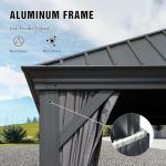 Domi 10x14 Outdoor Gazebo, Hardtop Gazebo with Aluminum Frame, Heavy Duty Pavilion Gazebo for Patio Deck Backyard, Curtain and Netting Included, Grey