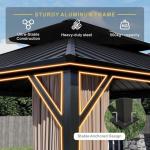 SOLUMIA 10’x12’ Hardtop Gazebo, Galvanized Steel Double Roof Canopy with Aluminum Frame, Outdoor Pavilion with Nettings and Curtains