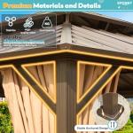 EROMMY 10' x 12' Hardtop Gazebo, Aluminum Frame Gazebos with Galvanized Steel Double Roof, Permanent Outdoor Metal Pavilion with Curtain and Netting for Patio, Lawn, Deck