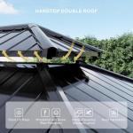 SOLUMIA 10’x12’ Hardtop Gazebo, Galvanized Steel Double Roof Canopy with Aluminum Frame, Outdoor Pavilion with Nettings and Curtains