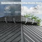 SHPAI 10’ x 12’ Hardtop Gazebo, Outdoor Aluminum Gazebo with Galvanized Steel Double Roof Canopy, Outdoor Permanent Metal Pavilion with Curtains and Netting for Patio, Backyard and Lawn, Dark Grey