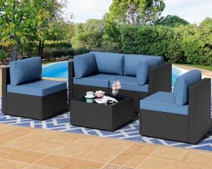 Shintenchi 5-Piece Outdoor Patio Sectional Sofa Set