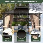 SOLUMIA 10’x12’ Hardtop Gazebo, Galvanized Steel Double Roof Canopy with Aluminum Frame, Outdoor Pavilion with Nettings and Curtains