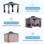 LeDoasis Nova 10' X 10' Hardtop Gazebo with Double Roof, Breathable Netting & Privacy Curtain Include, Heavy Duty Galvanized Steel, Garden, Lawn, Deck, Backyard