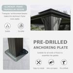 SHPAI 10’ x 12’ Hardtop Gazebo, Outdoor Aluminum Gazebo with Galvanized Steel Double Roof Canopy, Outdoor Permanent Metal Pavilion with Curtains and Netting for Patio, Backyard and Lawn, Dark Grey