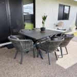 PURPLE LEAF 7 Pieces Patio Dining Set Wicker Outdoor Furniture Rectangular Table and Chairs Set for Garden Deck Aluminum Frame Backyard Kitchen Set, Cushions and Pillows Included Grey