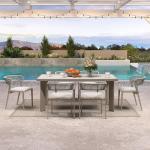 PURPLE LEAF 7 Pieces Outdoor Dining Set Patio Dining Furniture Aluminum Wicker Rattan Patio Table and Chairs Set for Lawn Garden Porch Champagne