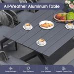 PURPLE LEAF 7 Pieces Patio Dining Set Wicker Outdoor Furniture Rectangular Table and Chairs Set for Garden Deck Aluminum Frame Backyard Kitchen Set, Cushions and Pillows Included Grey
