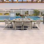 PURPLE LEAF 7 Pieces Outdoor Dining Set Patio Table and Chairs Set Aluminum Wicker Rattan Patio Furniture Set for Lawn Garden Porch Champagne