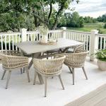 PURPLE LEAF 7 Pieces Outdoor Dining Set All-Weather PE Rattan Outdoor Patio Rurniture Set with All Aluminum Frame Rectangular Table and Chairs Set for Lawn Garden Backyard Deck, Champagne