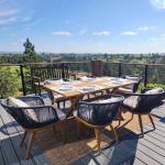 PURPLE LEAF 7 Pieces Patio Dining Set Wicker Outdoor Furniture Rectangular Table and Chairs Set for Garden Deck Teak-Finish Aluminum Frame Backyard Kitchen Set, Cushions and Pillows Included