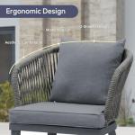 PURPLE LEAF 7 Pieces Patio Dining Set Wicker Outdoor Furniture Rectangular Table and Chairs Set for Garden Deck Aluminum Frame Backyard Kitchen Set, Cushions and Pillows Included Grey