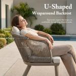 PURPLE LEAF 7 Pieces Patio Dining Set with Waterproof Furniture Cover Rectangular Table and Chairs Set for Garden Deck Aluminum Frame Backyard Kitchen Set, Cushions and Pillows Included Champagne