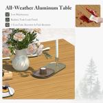 PURPLE LEAF 7 Pieces Patio Dining Set Wicker Outdoor Furniture Rectangular Table and Chairs Set for Garden Deck Teak-Finish Aluminum Frame Backyard Kitchen Set, Cushions and Pillows Included