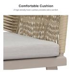 PURPLE LEAF 7 Pieces Outdoor Dining Set All-Weather PE Rattan Outdoor Patio Furniture Set with All Aluminum Frame Rectangular Table and Chairs Set for Lawn Garden Backyard Deck, Champagne