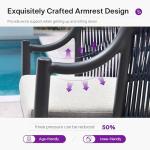 PURPLE LEAF 7 Pieces Outdoor Dining Set All Weather Wicker Patio Dining Set with Rectangular Aluminum Table and Modern Armrest Dining Chairs for Garden Deck Backyard Kitchen, Grey