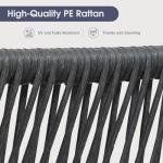 PURPLE LEAF 7 Pieces Patio Dining Set Wicker Outdoor Furniture Rectangular Table and Chairs Set for Garden Deck Aluminum Frame Backyard Kitchen Set, Cushions and Pillows Included Grey